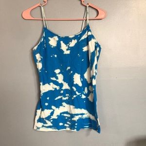 Blue tie-dye tank top